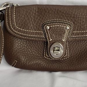 Coach pebbled leather wristlet purse